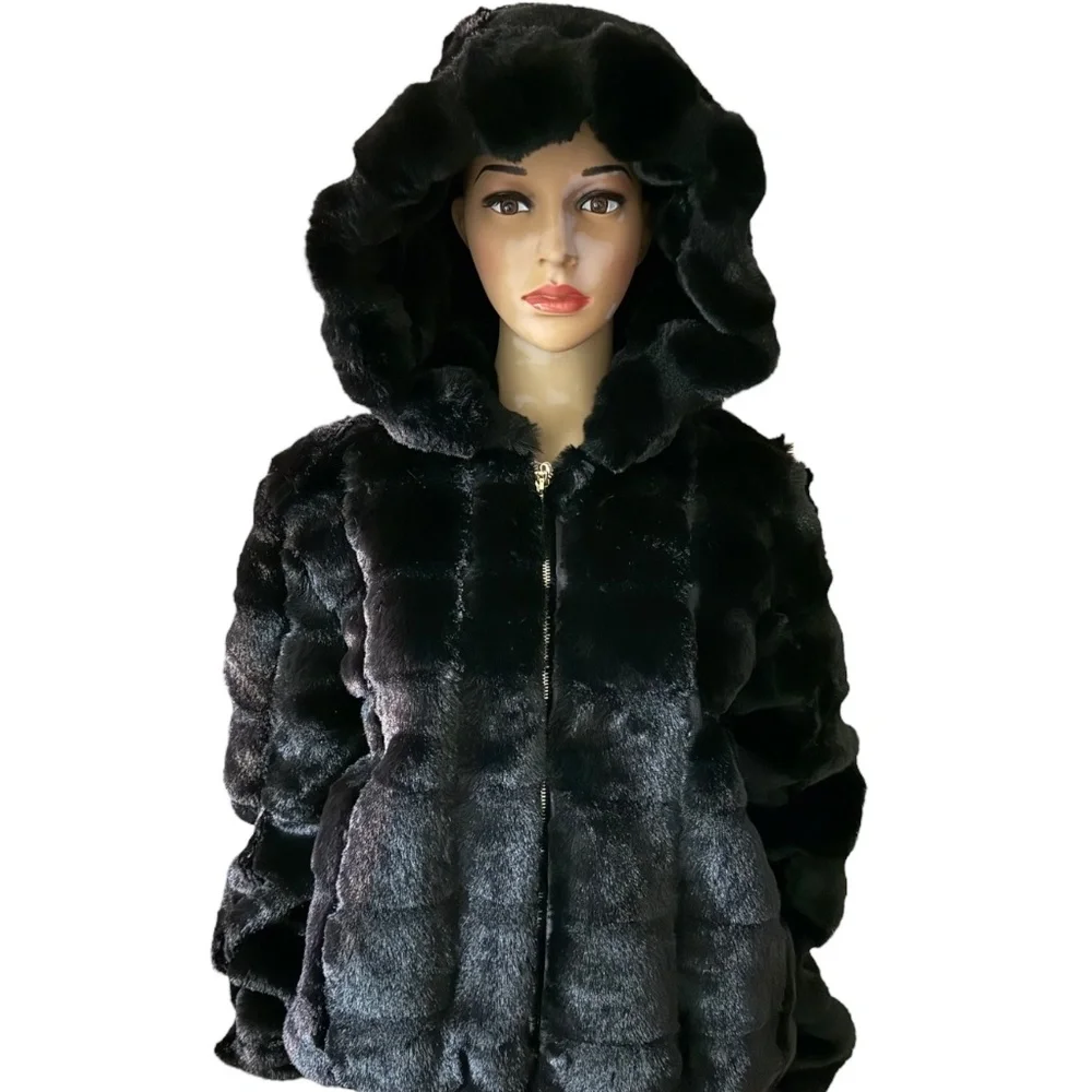 Women’s Faux Fur Hooded Jacket size M. NWT - Picture 5 of 13